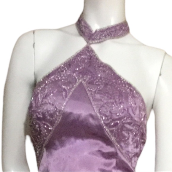 Gorgeous Designer Purple Beaded Embroidered Open Back Any Occasion Gown - Picture 4 of 11